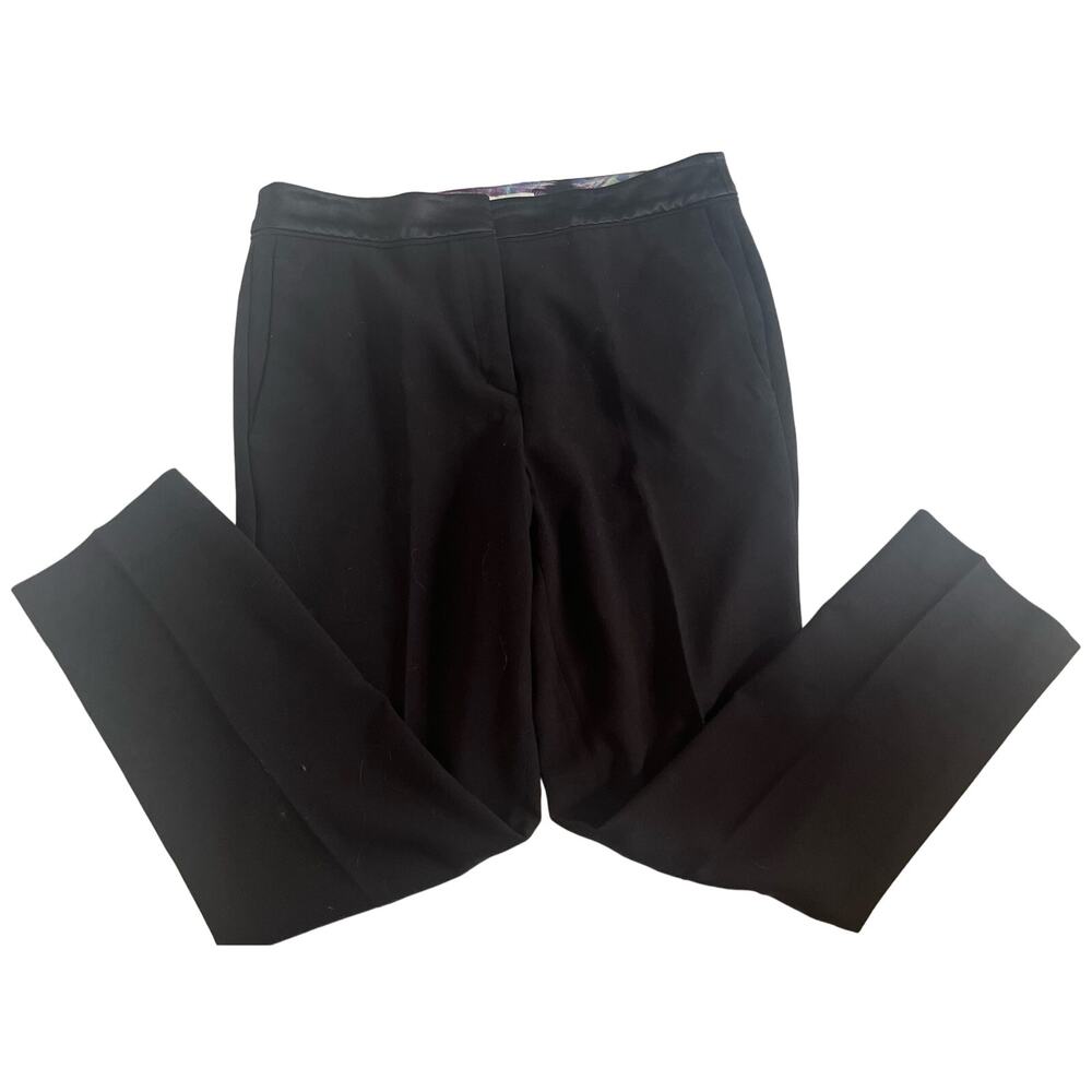Women's Black Sandro Straight Leg with Satin Waistband Front Pocket Size 40/US 8